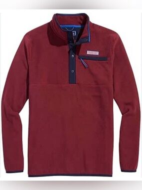 🔥🔥SALE!!🔥🔥 NWT Vineyard Vines Burgundy Fleece Pullover with Navy Trim